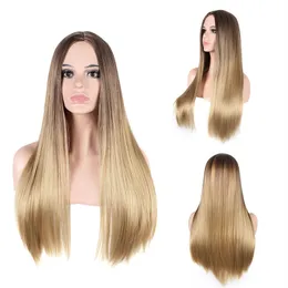 26 inches rak syntetisk peruk simulering mänsklig remy hår peruker perruques de cheveux funeins c147