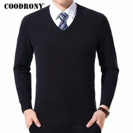 Coodrony свитер мужская одежда осень зима кашемировая шерсть пуловер свитера плюс размер бизнес случайные v-образные выдвижные Homme 8128 211006