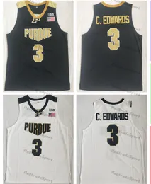 Mens NCAA Purdue Boilermakers 3 Carsen Edwards College Basketball Jerseys Vintgae Black White Stitched Shirts S-XXL