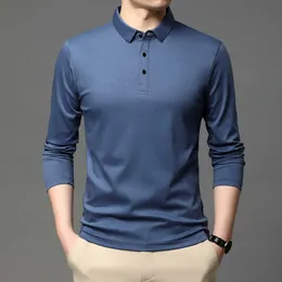 100% Mercerized Cotton Polo Shirt Men Long Sleeve Autumn Winter Soft Sport Golf Shits Slim Fit Black Casual Brand Solid 210707