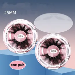 1 Paar 25 mm falsche Wimpern, Diamant-transparente Kristall-Wimpernbox, dicke, lange, handgefertigte Faux-Nerzwimpern