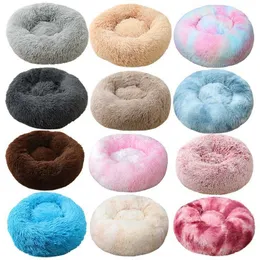 Dog Bed Pet Kennel Round Long Plush Super Soft Sleeping Bed Lounger Cat House Winter Warm Sofa Basket For Small Medium Large Dog 211009