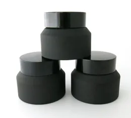 Design 15G 30G 50G Frost Glass Cream Packing Bottles With Black Lids white Seal Container Cosmetic Packaging