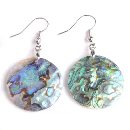 WOJIAER Zealand Abalone Shell Unique Drop Earrings Flat Round Dangle Beads Jewelry Women Accessories Gifts PV9007