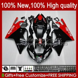 Kroppsarbete för Aprilia Mille RV60 RSV-1000 RSV 1000 R 1000R 1000RR 04 05 06 Kroppssats 11No.2 RSV1000RR RSV1000R 2004 2005 2006 RSV1000 R RR 04-06 OEM Fairing Red Black Stock