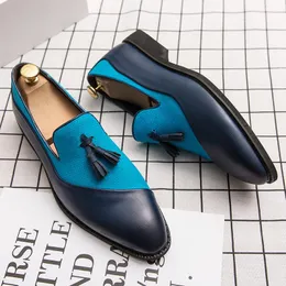 Klänning skor designer 2021 vintage italienska affärer män läder tofs formella loafers blandade färger bröllop lyx oxfords