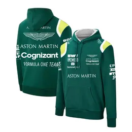 Hot-selling 2021-F1 Aston Martin Racing Hoodie Classic Formula One Men's Jersey Extreme Sports Lovers Casual Fashion T-shirt Gre