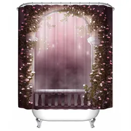Shower Curtains Landscape Forest Trees Green Plants Waterfall 3D Print Waterproof Bathroom Home Decor Bathtub Polyester Curtain