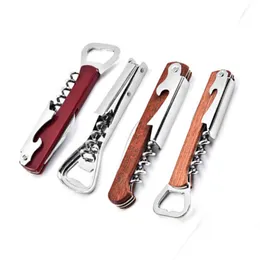 Stainless Steel Wine Corkscrew Portable Wooden Beer Bottle Opener Multifunctional Wine Knife Bar Kitchen Tool