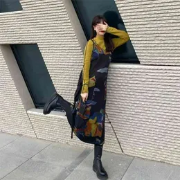 QWEEK Vintage Tie Dye Slip Y2K Sukienka Długie Japońskie Harajuku Retro Letnie Sukienki Verano Dla Kobiet Sundress Japan Stroje 210623