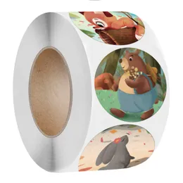 1inch 500pcs/roll Colorful Children Cartoon Labels Stickers Circle Paper Adhesive Kids Decal Envelop Seal Sticker