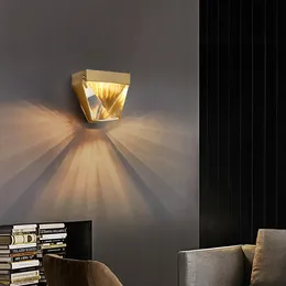 Postmodern crystal wall lamp living room TV background lamp bedroom bedside aisle staircase light