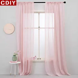 CDIY Sheer Cortina para a janela da sala de estar Tulle Cortina Quarto Moderno Fio Sólido Voile Drapees Tratamento de Triagem de Cozinha 210712