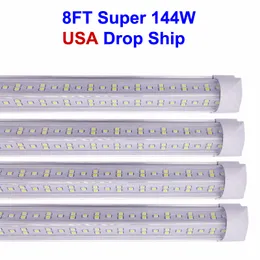 8FT T8 V şekli LED'ler Soğutucu Tüp Işık 2835 Yüksek Parlaklık Entegre LED'ler Tüpler Çift Taraflı Floresan Aydınlatma Hardwired Shop Atölyesi için LED Işıklar