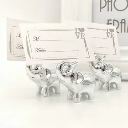 Свадебные благополучие подарка "Lucky в любви" Серебро счастливый слон на имя фото карты держатель партии украшения