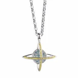 Unisex Edelstahl Anhänger Halskette Hiphop Universe Planet Star CZ Crystal Trendy Für Männer Frauen mit 60 cm Kette