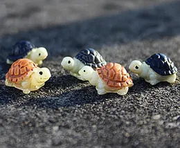 Turtle Fairy Gardens Miniatyr Mini Animal Tortoise Resin Artificial Craft Bonsai Garden Dekoration 2cm 2 färger DHL