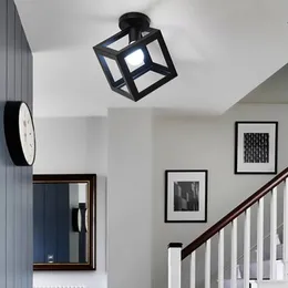 Metal Iron Cage Ceiling Light Industrial Cube Loft Ceiling Triangle lamp Aisle Corridor Foyer Home decor lights