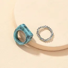 Korea Vintage Przezroczyste Żywicy Wielokolorowe pierścienie Chic Kolorowe Akrylowe Geometryczny Nieregularny Pierścień Zestaw Dla Kobiet Biżuteria