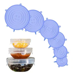 منظمة تخزين المطبخ 6/12 PCS يغطي السيليكون قبعات الأغطية القابلة للتكيف للطعام الإكسسوارات