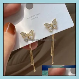Dangle & Chandelier Earrings Jewelry Delicate Premium Texture Long Tassel Temperamental Fashion Mosaic Fl Rhinestone Butterfly Vigorous Girl