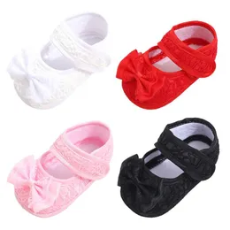 Pierwsi walkers Born Baby Girl Shoes Soft Sear Slip Bowknot Koronki Koronki Łóżeczko dla 0-18M22222