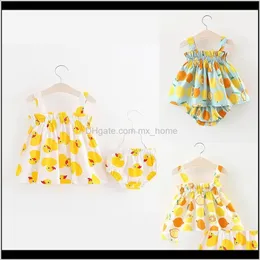 Bebê bebê crianças maternidade entrega 2021 verão 2 estilos nascido menina litte amarelo pato limão vestipos sets meninas bonitos roupas dos desenhos animados xb1