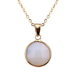 17mm diameter runt opal koppar paket Edge hängsmycke halsband mode halsband kvinnor smycken