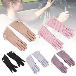 Bomull Kvinnor Lace Anti-Slip Touch Screen Sun Protection Driving Gloves Gloves1
