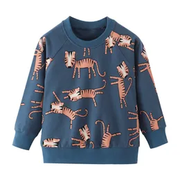 16 stylów Ins Boy Kids Odzież Bluza Bluza 100% bawełniany O-Neck długi rękaw Pełny dinozaur Digger Panda Różne projekt