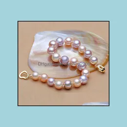 Beaded, Strands Bracelets Jewelry 8-9Mm South Sea White Purple Mixed Color Round Pearl Bracelet 7.5-8 Inch 14K Gold Drop Delivery 2021 Msjxf