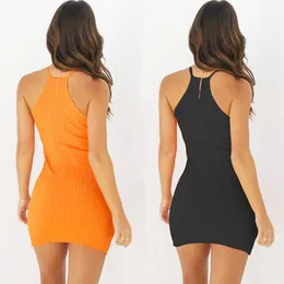 Sexy Club Backless Spaghetti Strap Summer Dress 2021 Cotton Ladies Elastic Bodycon Black Yellow Party Mini Dresses Casual