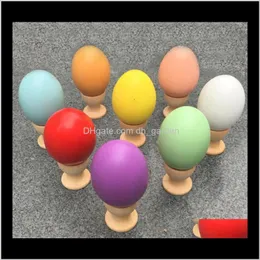 Other Event Festive Party Supplies Home & Garden Drop Delivery 2021 Multicolor Wooden Eggs 4Dot5*6Cm Easter Wood Toys Solid Color Diy Paintin