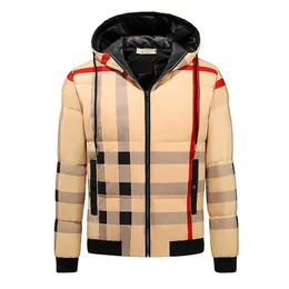 Arrivals Men Winter Down Jacket Fashion Lattice Hoodie Coat Warm Jackets Fashion Grid Parkas