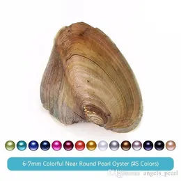2020 DIY Akoya-Austernperle, 6–8 mm, runde Perle in Austern, Akoya-Austernschale mit buntem Perlenschmuck, vakuumverpackt