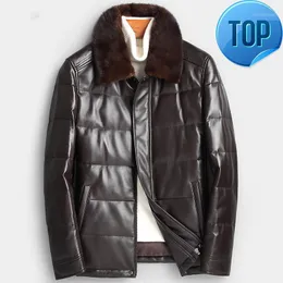 Men's Leather & Faux Jacket Genuine Men Collar Duck Down Jackets Winter Sheepskin Coat Cuero Genuino 81X8703YY265