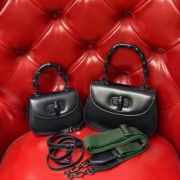 Bamboo handbag luxury designer Cross Body bags women messenger shoulder bag Genuine Leather flap fashion Plain satchel lady handbags Two shoulder straps Lock