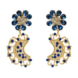 2021 nuovi orecchini del fiore della luna blu del rhinestone di Boho per i bijoux degli orecchini di goccia di dichiarazione di cristallo delle donne all'ingrosso