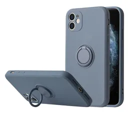 Flüssiges Silikon Weiches TPU 360 Rotation Kickstand Ringhalter Handyhüllen für iPhone 13 12 Mini 11 Pro Max XS XR 7 8 Plus