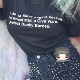 Eu me relaciono com Steve Rogers Proteger Bucky Barnes Mulheres Tshirts Moda Casual Tees Carta Impressão Cool Engraçado Manga Curta Feminina Tops 210518