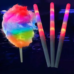 2022 LED Cotton Candy Glow Glowing Sticks Light Up Flashing Cone Fairy Floss Stick Lamp Home Party Decoration