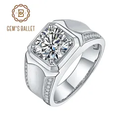 Gem's Ballet Luxo 925 Sterling Silver 1CT 2 CT 3CT D Anéis de Cor Homens Modern Ring para Aniversário Presente do Dia dos Pais 211217