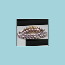 Буристые ожерелья подвески ювелирные украшения очаровательные 9-10 мм круглый пурпурный южный море натуральное жемчужное ожерелье 18-дюймового S925 Sier Drop 2021 M4EZX
