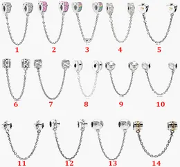 Feiner Schmuck, authentische Perle aus 925er-Sterlingsilber, passend für Pandora-Charm-Armbänder, Liebesherz, Regenbogen, rundes Herz, einfach zu kombinierender Sicherheitskettenanhänger, DIY-Perlen
