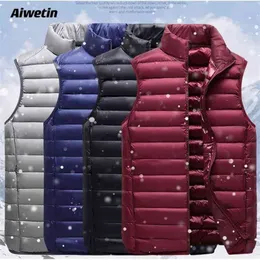 Aiwetin 여성 가벼운 자켓 민소매 조끼 겨울 패션 여성 면화 패딩 조끼 코트 스탠드 칼라 두꺼운 양복 조끼 천으로 210910