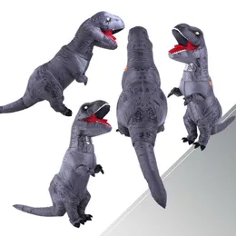 Adult Inflatable Costume Dinosaur Costumes Grey T REX Blow Up Fancy Dress Mascot Cosplay Costume For Men Women Kids Dino Cartoon Q0910