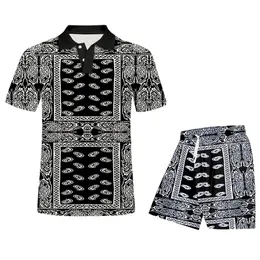 Męskie dresy 3D Paisley Style Bandana Drukowane Mężczyźni Summer Casual Tees and Shorts Garnitur Dla Kobiet Wakacje Hawaiian Koszula Dres Drop