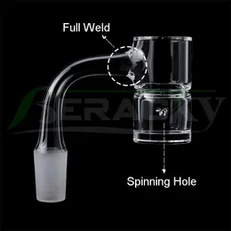 DHL!!! Beracky Full Weld Beveled Edge Splash Guard Smoking Quartz Banger With 2pcs Tourbillion/Spinning Air Holes 25mmOD Spinner Seamless Nails For Glass Bongs Dab Rigs