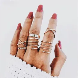 Gold Knuckle Combine Joint Ring Band Toes Rings for Women Fashion Jewelry set Will e Sandy