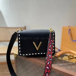 Tasarımcılar Klasik Dönen Düğme Dalga Desen Satchel Zincir Çanta Su Dalgalanma Deri Kadın Leopar Baskı Totes Crossbody Omuz Çantası Çanta Messenger Çanta